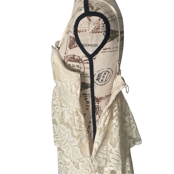 Anthropologie Maeve Tiered Lace Empire Ivory Mini Dress Size Medium NWT - Picture 9 of 12